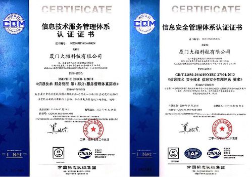 大招科技榮膺信息技術服務管理體系與信息安全管理體系國際雙認證，引領信息技術咨詢服務新標桿